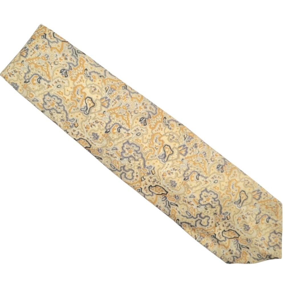Vintage Liberty Of London Men's Yellow Blue Red Cotton Geometric Tie England